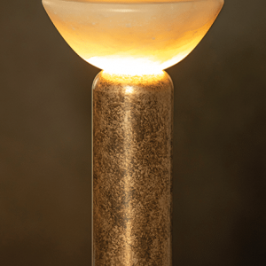 Lampe NOMAD en bronze patiné et albâtre, Entrelacs