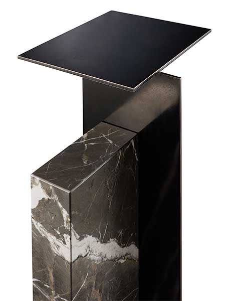 Console Lust en bronze patiné et marbre Valentine Grey, by Félix Millory, Entrelacs