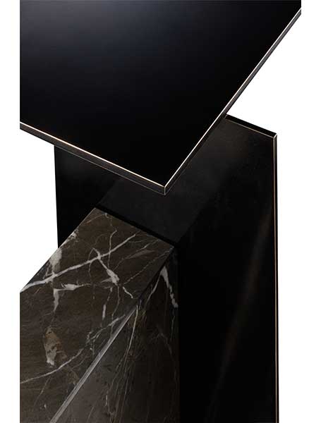 Console Lust en bronze patiné et marbre Valentine Grey, by Félix Millory, Entrelacs